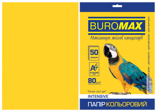 Папір кольоровий BUROMAX INTENSIVE, жовтий, 50 аркушів, А4, 80 г/м&sup2;
