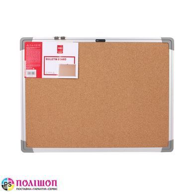 Дошка коркова Deli 60х90 см (алюмінієва рамка)