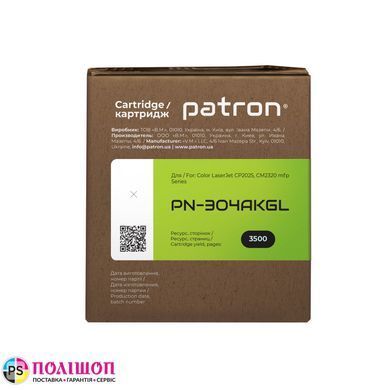 Картридж совместимый HP 304A (CC530A) Green Label, черный Patron (PN-304AKGL)
