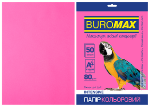 Папір кольоровий BUROMAX INTENSIVE, малиновий, 50 аркушів, А4, 80 г/м&sup2;