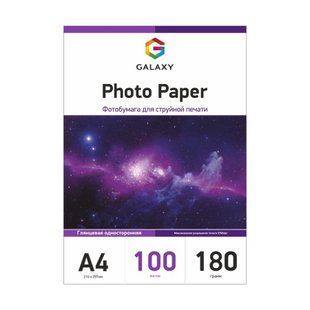 Фотобумага 180 г/м2 формат А4 100 листов глянцевая Galaxy