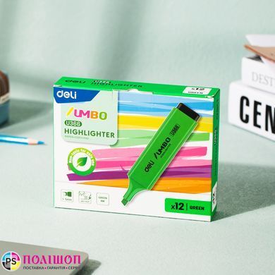 Маркер текстовий Deli JUMBO 1-5мм зелений