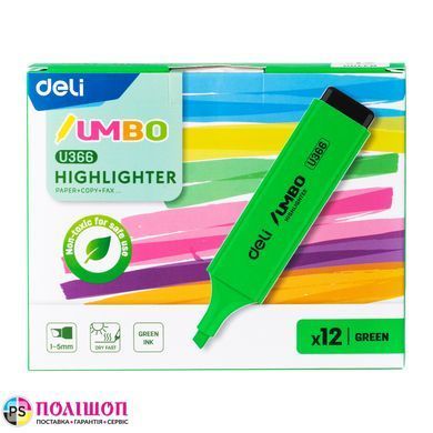 Маркер текстовий Deli JUMBO 1-5мм зелений