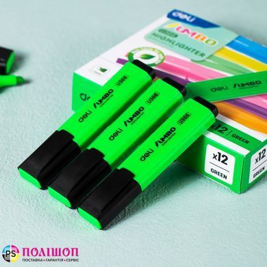 Маркер текстовий Deli JUMBO 1-5мм зелений